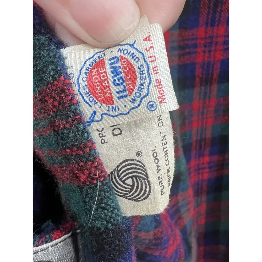 VTG 60s Mackintosh Green Red 100% Wool Dirndl 12 Union Made